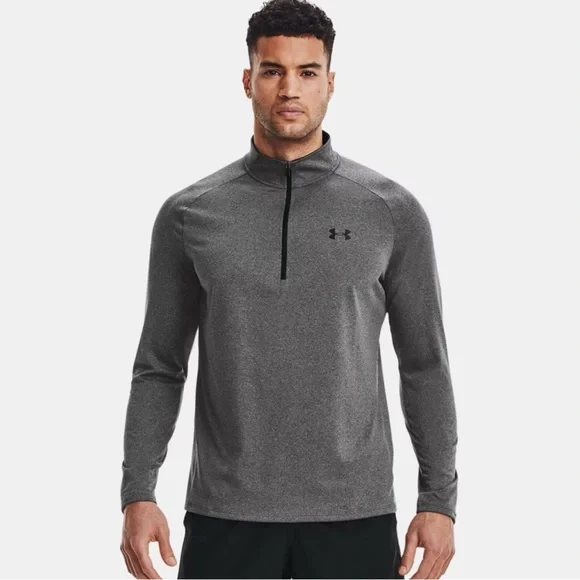 Under Armour Men’s Tech 1/2 Zip Long Sleeve Carbon Heather/Black Size XL - Picture 1 of 11